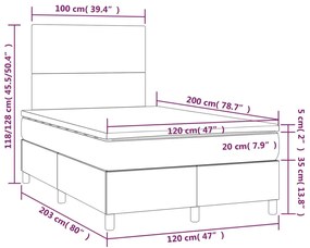 ΚΡΕΒΑΤΙ BOXSPRING ΜΕ ΣΤΡΩΜΑ &amp; LED TAUPE 120X200 ΕΚ. ΥΦΑΣΜΑΤΙΝΟ 3134705