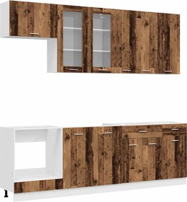 vidaXL Μονάδα κουζίνας LYON 8 pcs Παλαιωμένο ξύλο Επεξεργασμένο Ξύλο