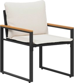 vidaXL Σύνολα επίπλων με μαξιλάρι 3 pcs Μαύρο και Κρεμ Λευκό Ρατάν