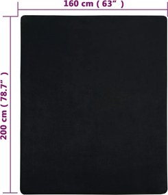 vidaXL Σεντόνι με Λάστιχο Μαύρο 160x200 εκ. Βαμβακερό Ζέρσεϊ