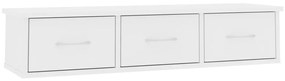 Ράφι Τοίχου με Συρτάρια Λευκό 88 x 26 x 18,5 εκ. από Επεξ. Ξύλο - Λευκό