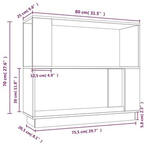 Βιβλιοθήκη/Διαχωριστικό Χώρου Γκρι 80x25x70 εκ. Μασίφ Πεύκο - Γκρι