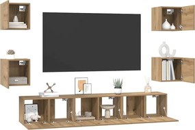 vidaXL Σετ επίπλου τηλεόρασης 7 τμχ. Artisan Oak Επεξεργασμένο Ξύλο
