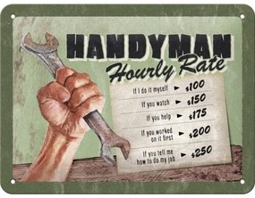 Μεταλλική πινακίδα Handyman - Hourly rate