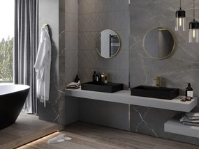 Mexen Loft στρογγυλός καθρέφτης μπάνιου 40 cm, πλαίσιο σε βουρτσισμένο χρυσό