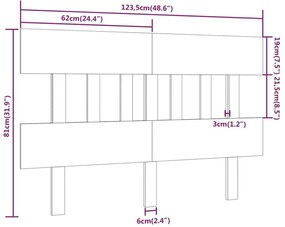 Κεφαλάρι Κρεβατιού μαύρος 123,5x3x81 εκ. Μασίφ Ξύλο Πεύκου - Μαύρο