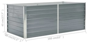 Ζαρντινιέρα Ψηλή Γκρι 160 x 80 x 45 εκ. Γαλβανισμένος Χάλυβας - Γκρι