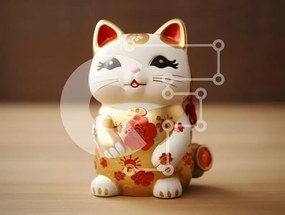 Intra Συλλεκτικό Ξύλινο Παζλ Plywood 4mm - Διακοσμητικό ειδώλιο τυχερής γάτας Σε Ξύλινο Κουτί - Διαστάσεις: 10x10 cm – 25 κομμάτια