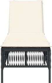 vidaXL Ξαπλώστρα Μαύρη από Συνθετικό Ρατάν με Μαξιλάρι