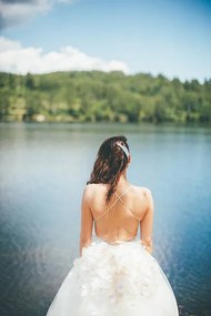 Φωτογραφία Τέχνης Sexy back of beautiful bride by the lake, Pekic, (26.7 x 40 cm)