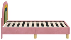 vidaXL Κρεβατική βάση για παιδιά με προσκέφαλο Ροζ 70 x 140 cm Βελούδο