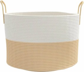 vidaXL Καλάθι Αποθήκευσης Μπεζ και Λευκό Ø51 x 33 εκ. Βαμβακερό