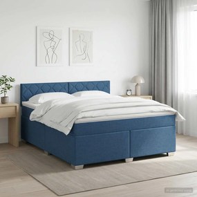 vidaXL Κρεβάτι box spring με στρώμα Μπλε 140 x 190 cm Ύφασμα