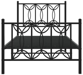 Πλαίσιο Κρεβατιού με Κεφαλάρι&amp;Ποδαρικό Μαύρο 90x200 εκ. Μέταλλο - Μαύρο