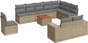 vidaXL Σαλόνι Κήπου Σετ 11 τεμ. Μπεζ Συνθετικό Ρατάν με Μαξιλάρια