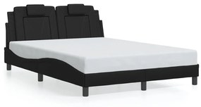 Πλαίσιο Κρεβατιού με LED Μαύρο 140x200 εκ. Συνθετικό Δέρμα - Μαύρο