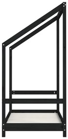 vidaXL Πλαίσιο Κρεβατιού Μαύρο 2x(70x140) εκ. από Μασίφ Ξύλο Πεύκου
