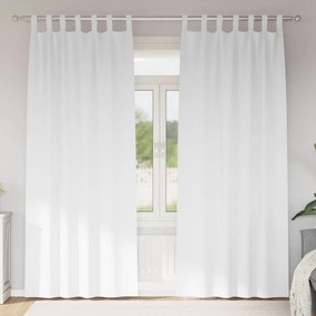 vidaXL Κουρτίνες Μαύρης Ύφανσης με Δαχτυλίδια 2 pcs Καθαρό Λευκό