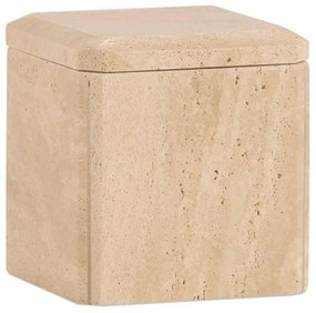 Κουτί Αποθήκευσης Με Καπάκι Travertine AH-AX24116 9x9x9,5cm Marble Beige Andrea House Μάρμαρο