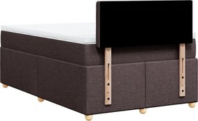 vidaXL Κρεβάτι Boxspring με Στρώμα Σκούρο Καφέ 120x200 εκ. Υφασμάτινο