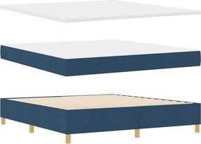 vidaXL LED Κρεβάτι με βάθρο με στρώμα Μπλε 180 x 200 cm ύφασμα