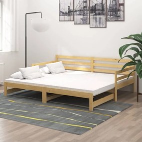 Καναπές Κρεβάτι Συρόμενος 2x(90x200) εκ. από Μασίφ Ξύλο Πεύκου - Λευκό