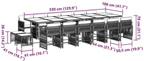 vidaXL Σετ Τραπεζαρίας Κήπου 17 τεμ Μαύρο από Συνθ. Ρατάν με Μαξιλάρια