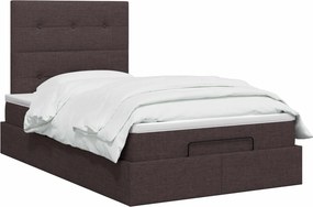 vidaXL Κρεβάτι Ottoman με στρώμα Σκούρο Καφέ 120 x 200 cm Ύφασμα