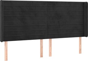 vidaXL Κρεβάτι Boxspring με Στρώμα &amp; LED Μαύρο 200x200 εκ. Βελούδινο