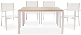 Intrahome Τραπεζαρία Zacreta-Nares σετ 5τεμ Intrahome λευκό-φυσικό 140x80x72.5εκ | SKU: INTRAPA-263111117