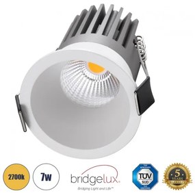 Χωνευτό Σποτ Downlight LED TrimLess 7W Λευκό-Θερμό 2700K MICRO-B 60243 Globostar 60243 Λευκό