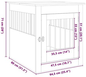 Κλουβί Σκύλου Sonoma Δρυς 64,5 x 80 x 71 εκ. από Επεξεργ. Ξύλο - Καφέ