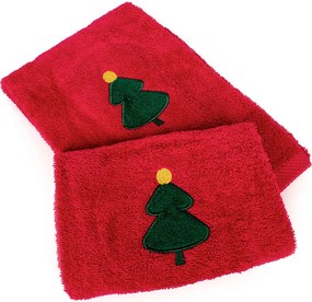 Χριστουγεννιάτικες Πετσέτες (Σετ 2τμχ) Dimcol Christmas Tree Red
