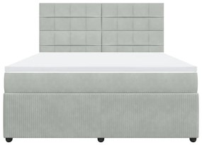 vidaXL Κρεβάτι Boxspring με Στρώμα Ανοιχτό Γκρι 180x200 εκ. Βελούδινο