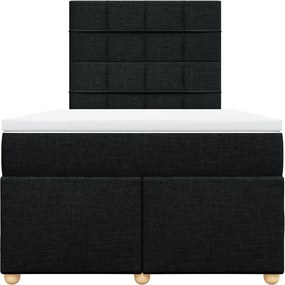 vidaXL Κρεβάτι Boxspring με Στρώμα Μαύρο 120x200 εκ. Υφασμάτινο