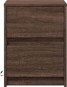 vidaXL Κομοδίνα με Φώτα LED 2 τεμ. Καφέ Δρυς από Επεξεργασμένο Ξύλο