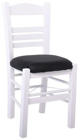Ρ969,Ε8Τ ΣΙΦΝΟΣ Καρέκλα Οξιά Βαφή Εμποτισμού Λάκα Άσπρο, Κάθισμα Pu Μαύρο  41x45x88cm Μαύρο/Άσπρο,  Ξύλο/PVC - PU, , 1 Τεμάχιο