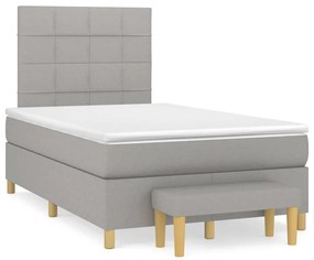 Κρεβάτι Boxspring με Στρώμα Ανοιχτό Γκρι 120x200 εκ. Υφασμάτινο - Γκρι