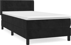vidaXL Κρεβάτι Boxspring με Στρώμα Μαύρο 90x190 εκ. Βελούδινο