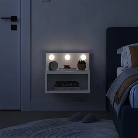 Κομοδίνο επιτοίχιο Treo Megapap με LED χρώμα λευκό 40x30x33,8εκ.