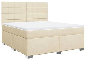 vidaXL Κρεβάτι Boxspring με Στρώμα Κρεμ 180x200 εκ. Υφασμάτινο