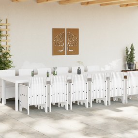 vidaXL Σετ Τραπεζαρίας Κήπου 13 Τεμαχίων με Μαξιλάρια Λευκό Πολυ ρατάν