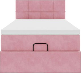 vidaXL Οθωμανικό κρεβάτι με στρώμα ροζ 90x200cm Velvet