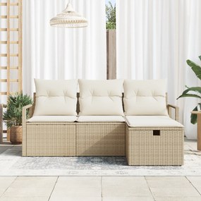 vidaXL Σετ Καναπέ Κήπου  4 Τεμαχίων με Μαξιλάρια Μπεζ Πολυρατάν