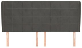 Κεφαλάρι με Πτερύγια Σκούρο Γκρι 163x23x118/128 εκ. Βελούδινο 3118011