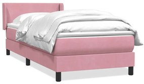 Box Spring κρεβάτι με στρώμα ροζ 100x220 cm Βελούδινο - Ροζ