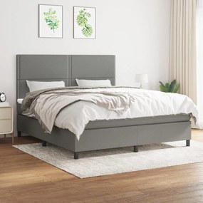 Κρεβάτι Boxspring με Στρώμα Σκούρο Γκρι 180x200 εκ Υφασμάτιν - Γκρι