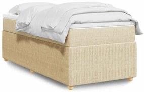 vidaXL Κρεβάτι Boxspring με Στρώμα Κρεμ 90x200 εκ.Υφασμάτινο