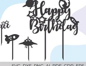 Σετ των 2 Intra απο ξύλο plywood 3mm-4mm πάχος – Space Cake Topper Δίασταση 20x20 cm INTRAFABR-29178195