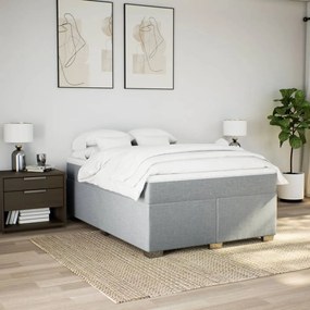 vidaXL Κρεβάτι Boxspring με Στρώμα Ανοιχτό Γκρι 140x200 εκ. Υφασμάτινο